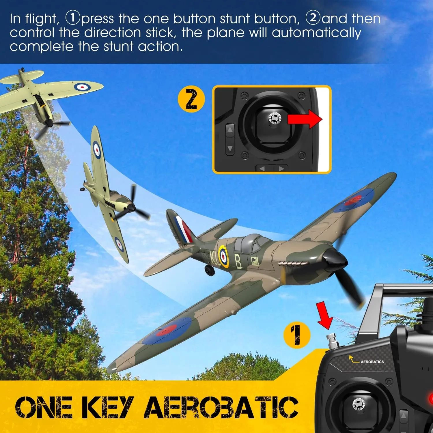 Spitfire Fighter 2.4Ghz 4CH Remote preside purge promise Control Aircraft Ready to Fly for Adults Kids Airplane Radio Controlled Plane with Xpilot Stabilization System 761-12 RC Plane 