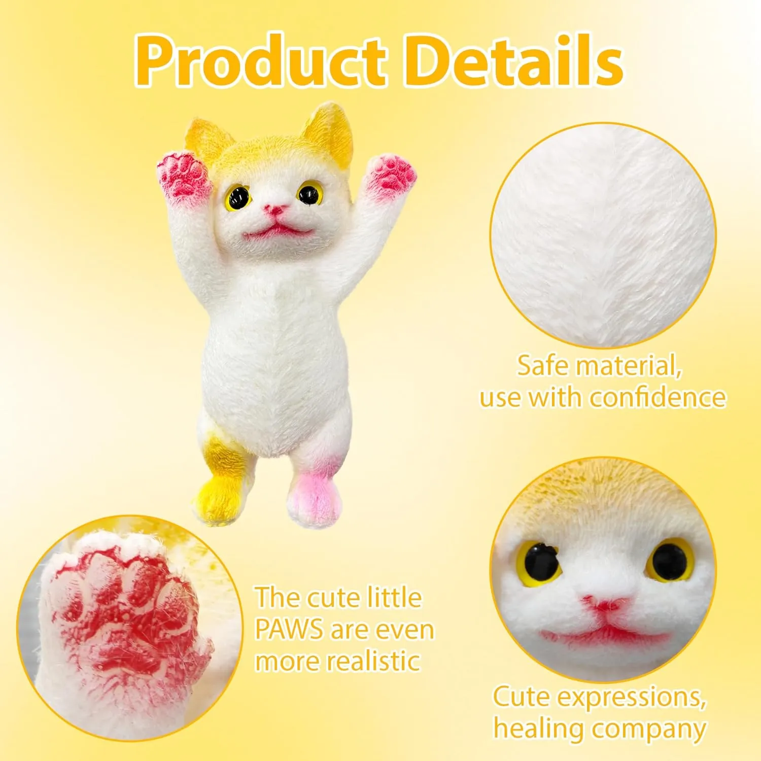 Squeeze Toy Cats Shaped Squishy Toys for Adults Kids Decompression Sensory phase helpful territorial Toys Stress Relieving Toy Gifts for Relaxtion and Fun (7.8 inch Yellow) Taba Squishy Cat Big Stress Relief 