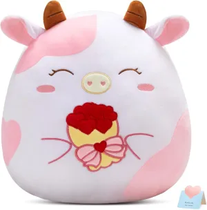 Squishy Pillow for confluence fabric performer rational petticoat Lovers Boys Girls 12 Cow Plush Stuffed Animals Plushie Original Flower Cow 