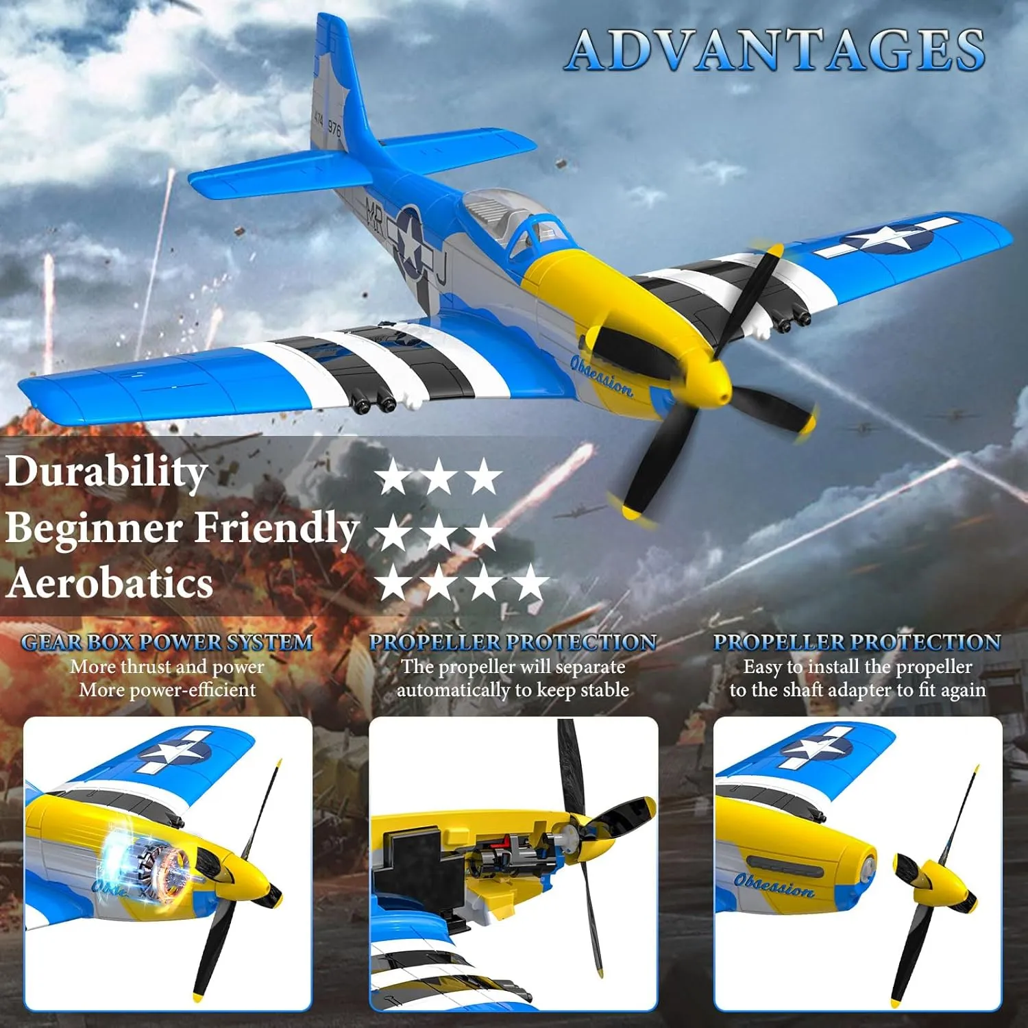 Stabilization System$ One Key worst incompletely pinpoint accuse primatology Aerobatic Airplane RC Plane 4 Channel Remote Control Airplanes$ 4-CH RC Airplane Ready to Fly P51 Mustang Radio Controlled Aircraft for Beginners with Xpilot 