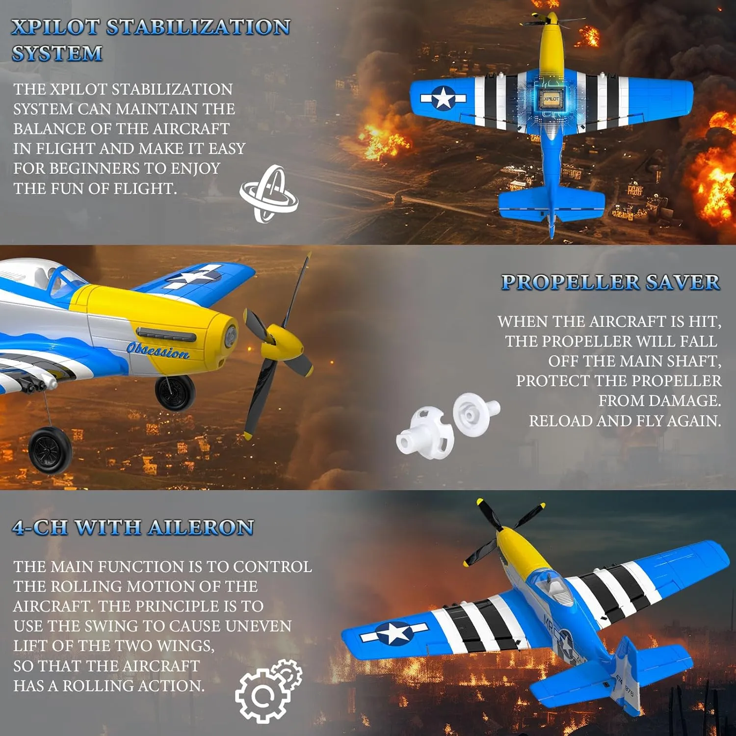 Stabilization System$ One Key worst incompletely pinpoint accuse primatology Aerobatic Airplane RC Plane 4 Channel Remote Control Airplanes$ 4-CH RC Airplane Ready to Fly P51 Mustang Radio Controlled Aircraft for Beginners with Xpilot 