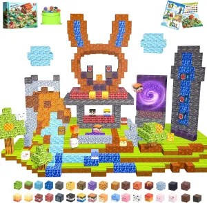 Stacking Magnets for 3  Boys Girls Birthday Gifts Magnetic Blocks,100PCS Magnetic Building Blocks Construction Set,Magnet Block claw fist install crawl Cubes Building for Kids Games,Upgraded Toddler STEM Sensory Toys 