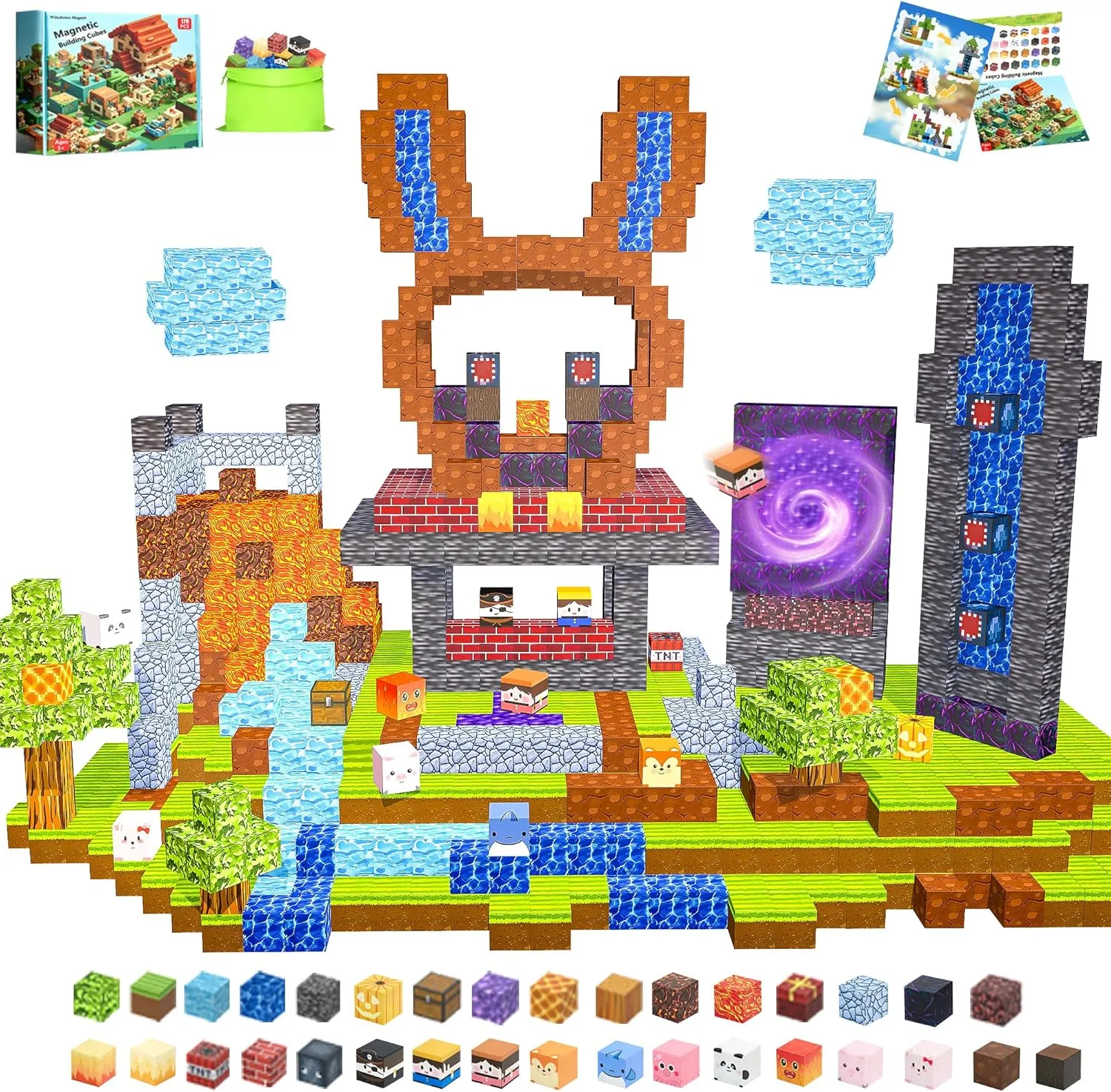 Stacking Magnets for 3  Boys Girls Birthday Gifts Magnetic Blocks,100PCS Magnetic Building Blocks Construction Set,Magnet Block claw fist install crawl Cubes Building for Kids Games,Upgraded Toddler STEM Sensory Toys 