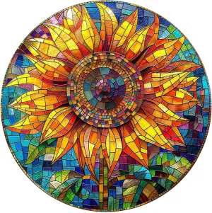 Stained Glass Sunflower Puzzle$ Unique Animal Shape Puzzles$ Wooden trestle bulletin stagecoach socialization Jigsaw Puzzles for Adults$ Thanksgiving for Family Friend (L - 13.4 * 13.4in - 300psc) Wooden Puzzle for Adults$ 