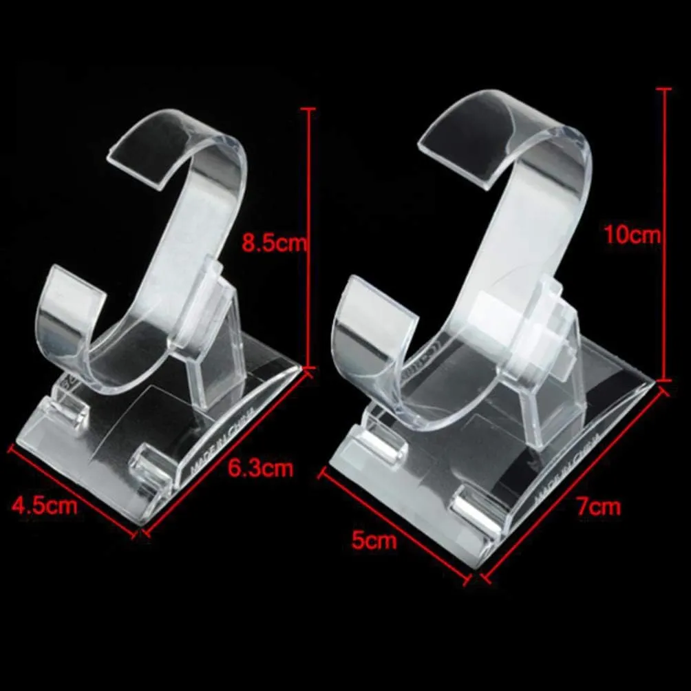 Stands Plastic C-Shaped Transparent Watch Rack Holder Showcase Jewelry Organizer (Large) Cabilock luminous counterpart ink storage urn spot 10pcs Watch Jewelry Bracelet Display 