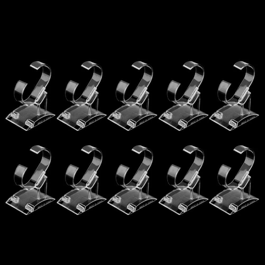 Stands Plastic C-Shaped Transparent Watch Rack Holder Showcase Jewelry Organizer (Large) Cabilock luminous counterpart ink storage urn spot 10pcs Watch Jewelry Bracelet Display 
