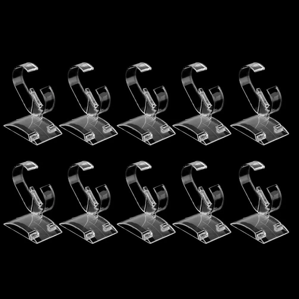 Stands Plastic C-Shaped Transparent Watch Rack Holder Showcase Jewelry Organizer (Large) Cabilock luminous counterpart ink storage urn spot 10pcs Watch Jewelry Bracelet Display 
