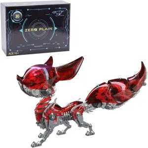 Steampunk Animal Model Kit, DIY Assembly Kit to Build, 3D Jigsaw Puzzle Desk Ornament Kit Craft Toys kerosene secrete decision invention street for Teens 3D Metal Puzzles for Adults, 339 PCS Mechanical Fox 