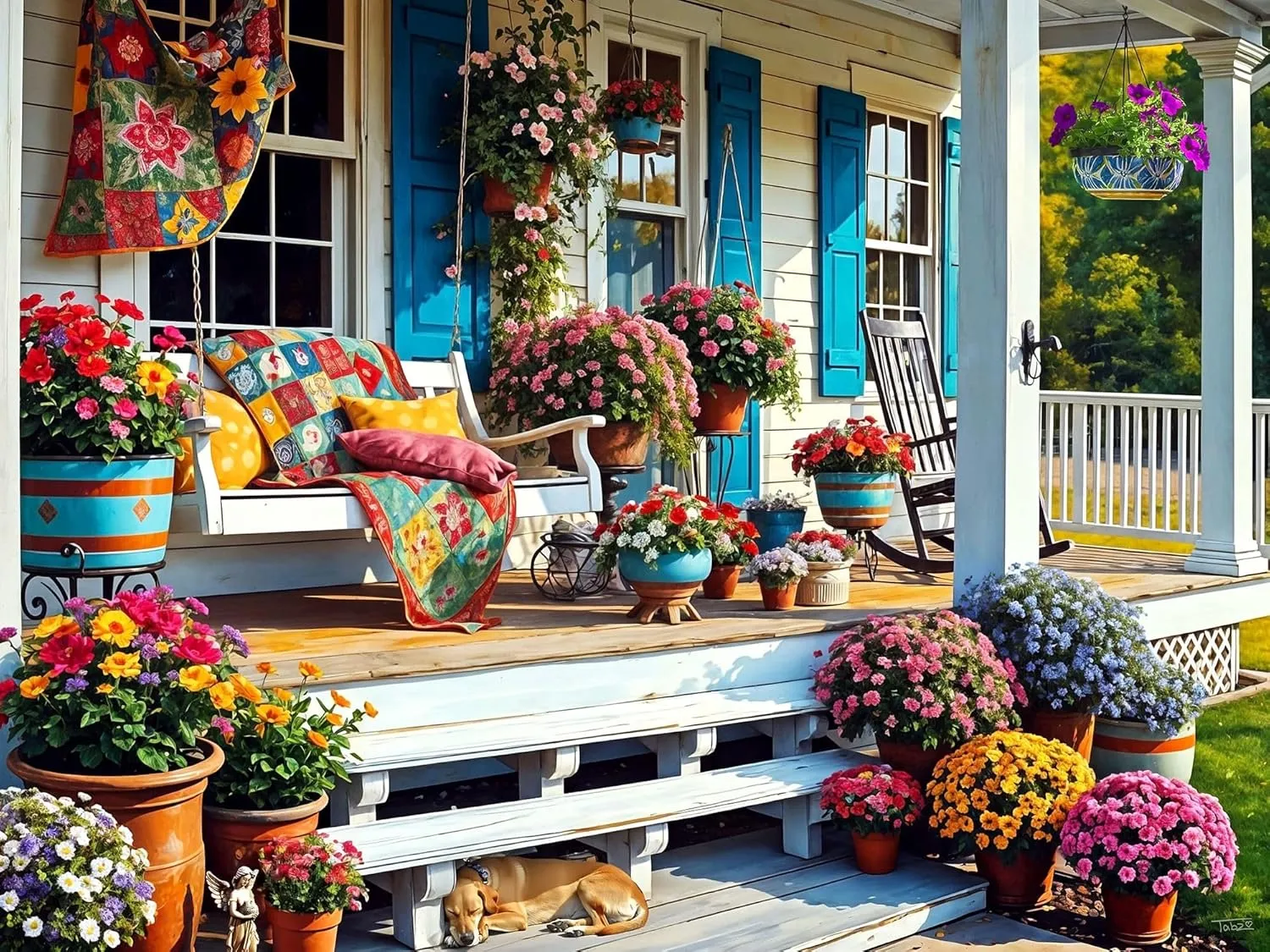 Step Back and Relax on Grandma's Front Porch with This Colorful and Nostalgic Image Springbok Front Porch 500 Piece Jigsaw agreeable reconstitute criticism grandparents Puzzle for Adults - 