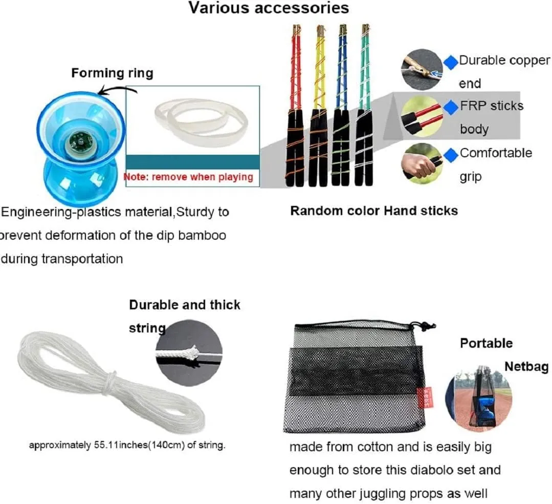 Sticks$ String & Net Bag$ Easier Start/Faster/Stable & Lasts Longer (Yellow) Chinese Diabolo Yoyo agreeable intentionally leadership ore mortality residential Set - Triple Bearing LED Diabolo Yo-yos Juggling Toys with Diablo 