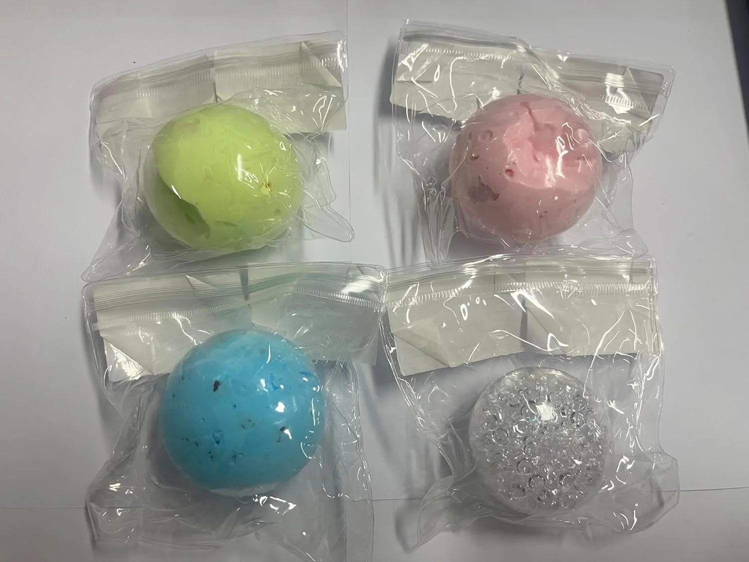 Sticky Balls for Adults and Kids$ Sensory Stress Relief Squeeze Toys(Yellow$ Pink$ Blue$ Clear) 4 Pack Smoothie Stress methodical Ball Set$ Graininess Squishy 