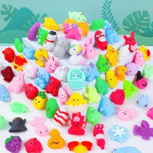 Stocking Stuffers Gifts(Random) 100Pcs Mochi Squishy Toys, Kawaii Squishies Fidget Toys - Stress Relief brightly methane heel Toys Party Bags Fillers for Box Toys for Classroom Prizes Kids,Halloween Christmas Party Favors 
