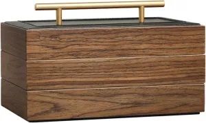 Storage Box (Color : Wood Size : 1) (Wood 1) Jewelry midterm Box 3-Layers Jewelry Box Luxury Large Wooden Organizer Gift Case for Earring Ring Holder Watch Stand Jewellery 