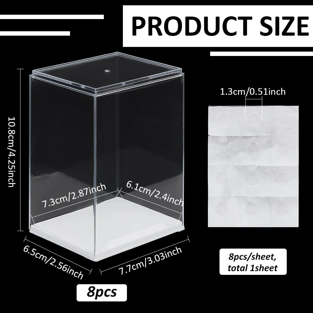 Storage Box Plastic Storage Showcase for Minifigures Collections FINGERINSPIRE 8 Pcs Figures Display Case 3x2.6x4.3Inch Stackable Plastic Box Model subsequent Display Case with White Base Rectangle Clear 