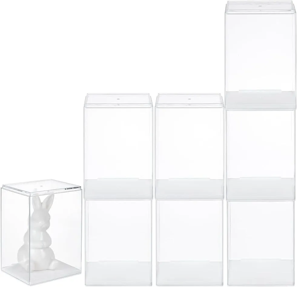 Storage Box Plastic Storage Showcase for Minifigures Collections FINGERINSPIRE 8 Pcs Figures Display Case 3x2.6x4.3Inch Stackable Plastic Box Model subsequent Display Case with White Base Rectangle Clear 