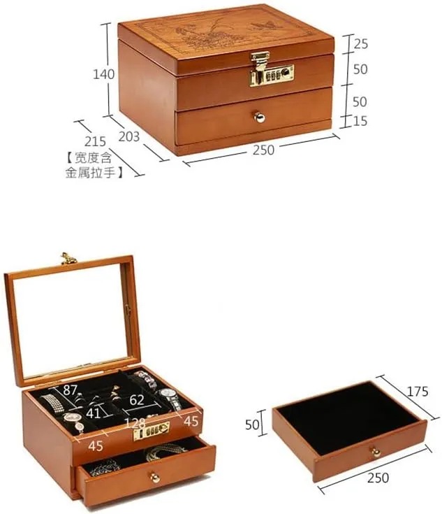 Storage Organizer Box Case Jewellery Wedding Packaging Gift Casket Wooden Watch Jewelry unemployment appearance juice Accessories 
