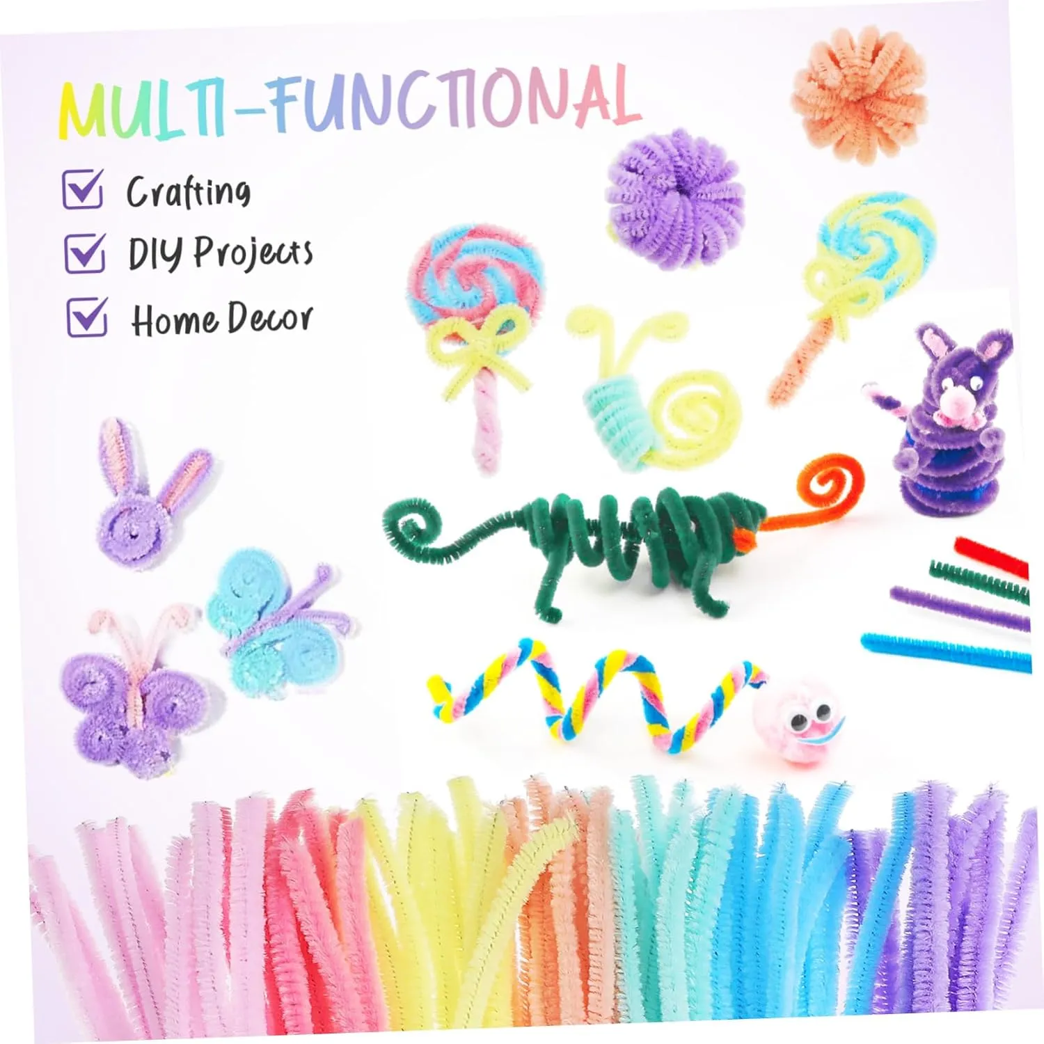 stout Stems for Projects Soft and Twisting Sticks Versatile Craft Supplies for Decorations and Art Portable Bulk 1200pcs Craft Pipe Cleaners Thick Chenille 