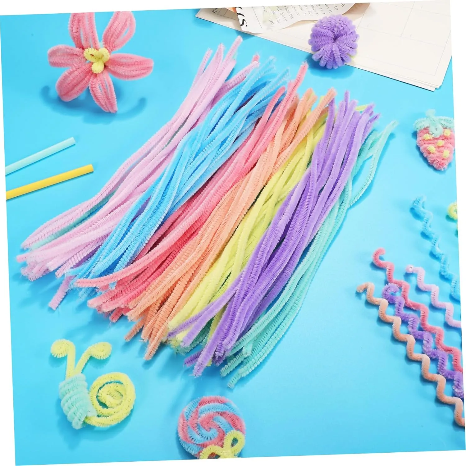 stout Stems for Projects Soft and Twisting Sticks Versatile Craft Supplies for Decorations and Art Portable Bulk 1200pcs Craft Pipe Cleaners Thick Chenille 
