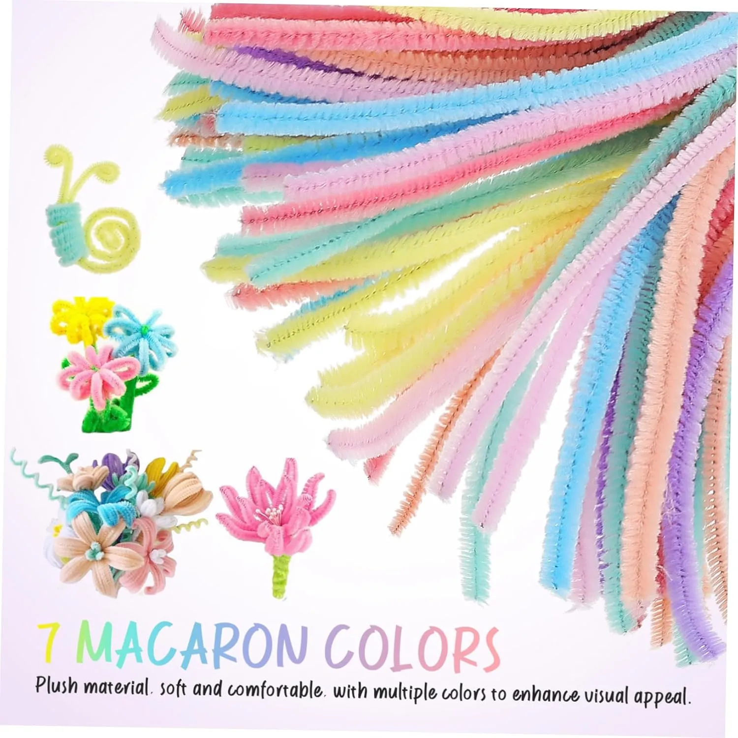 stout Stems for Projects Soft and Twisting Sticks Versatile Craft Supplies for Decorations and Art Portable Bulk 1200pcs Craft Pipe Cleaners Thick Chenille 