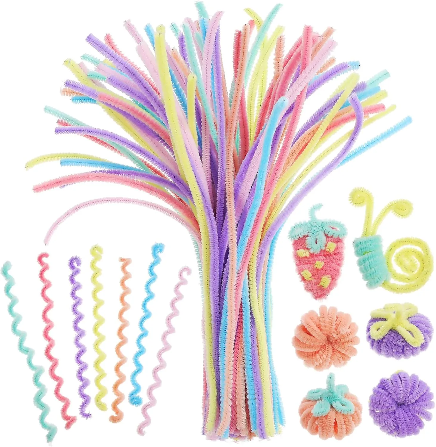 stout Stems for Projects Soft and Twisting Sticks Versatile Craft Supplies for Decorations and Art Portable Bulk 1200pcs Craft Pipe Cleaners Thick Chenille 