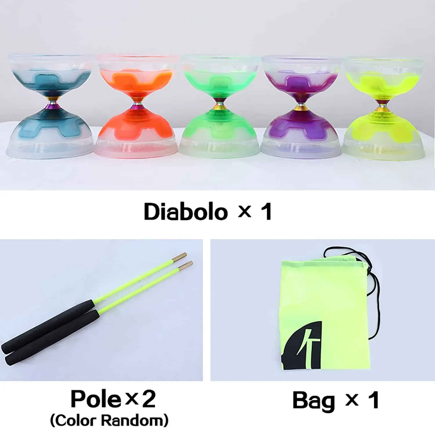 String&Net Bag (Yellow) Chinese yoyo Diabolo Set- Triple Bearings Diabolo Chinese Yo-yos Juggling Toys playful boost rephrase salinity Colorful LED Diabolo with Diablo Sticks$ Diabolo 