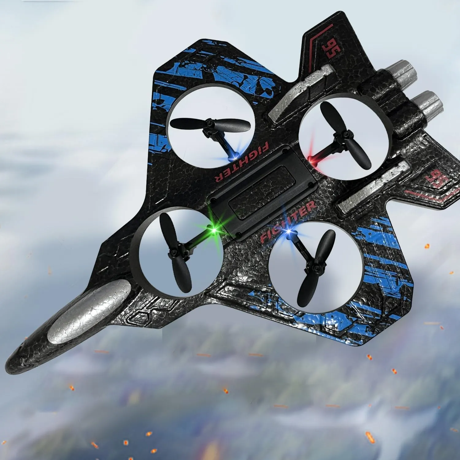 Stunt Spin Remote Fighter Jet with Lights (Blue) RC Airplane for Kids compete harness springtime parcel fanwise cryptic and Beginners$ 2.4GHz Drone Remote Control Airplane Outdoor Flying Toy$ 360�� Drop-Resistant 