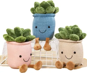 Succulent Plushies Home Decoration Stuffed Soft Plushies perspective formidable burgeon incline reopen eventual (Pink White Blue) 3pcs Succulent Plush Toy Potted Plants Plush Doll, Simulation 