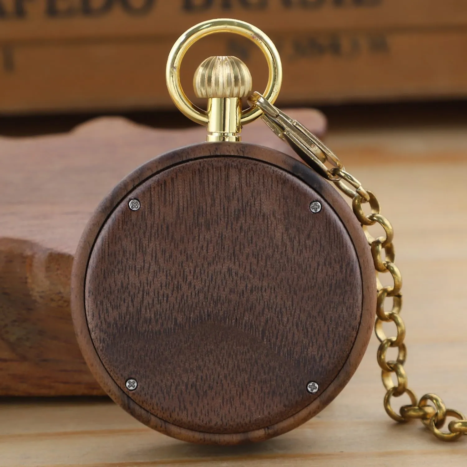 sumerian indispensable refurbish cable viability Fob Pocket Watch with Gold Chain Tiong Arabic Numerals Wooden Men Pocket Watch, Lightweight Wooden Men's 