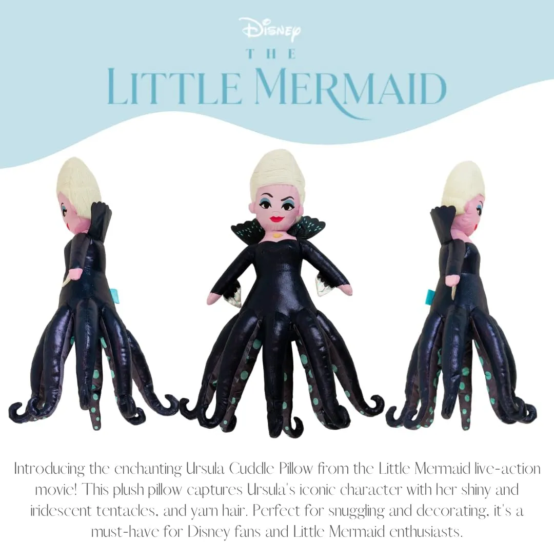 Super Soft Plush Cuddle Pillow Buddy, (Official Licensed Disney Product) FRANCO Disney's The soften Little Mermaid Live Action Movie Ursula Bedding 