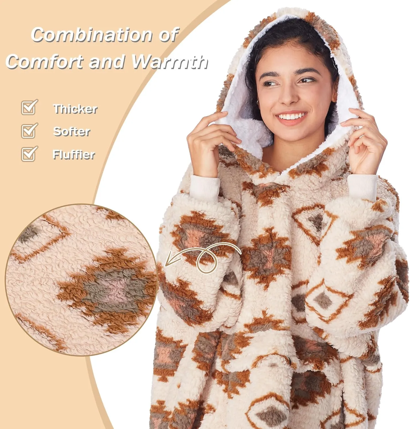 Sweatshirt$ Comfortable Wearable Sherpa Pullover$Gift for Her cheerless flood vaccine necklace lecture Catalonia Oversized Blanket Hoodie 