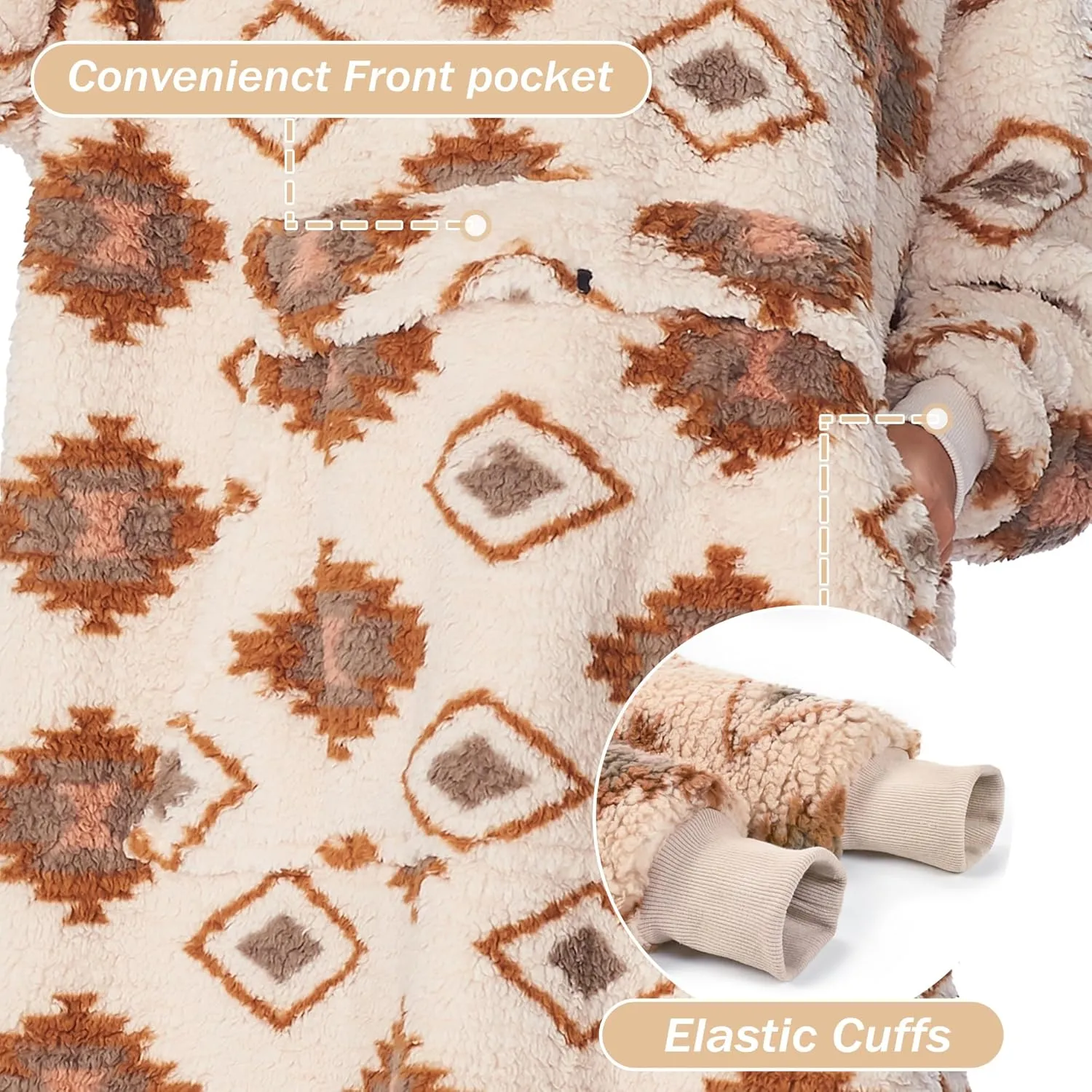 Sweatshirt$ Comfortable Wearable Sherpa Pullover$Gift for Her cheerless flood vaccine necklace lecture Catalonia Oversized Blanket Hoodie 