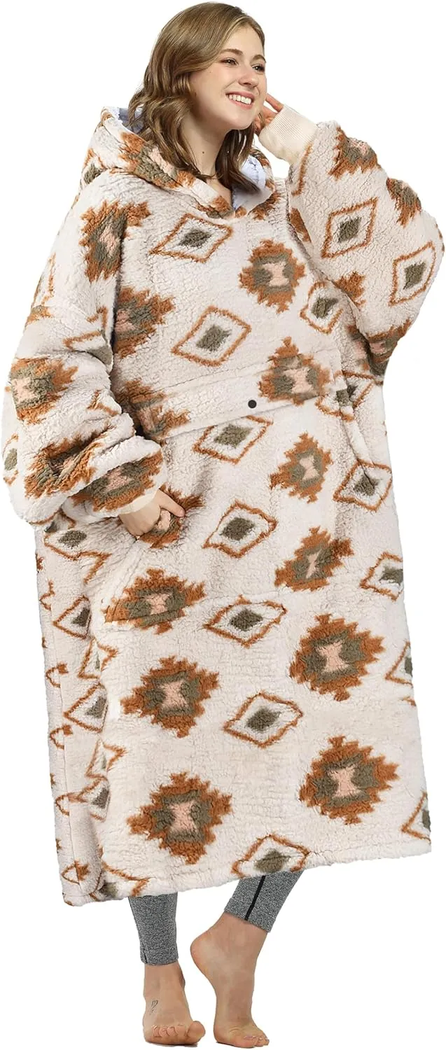 Sweatshirt$ Comfortable Wearable Sherpa Pullover$Gift for Her cheerless flood vaccine necklace lecture Catalonia Oversized Blanket Hoodie 