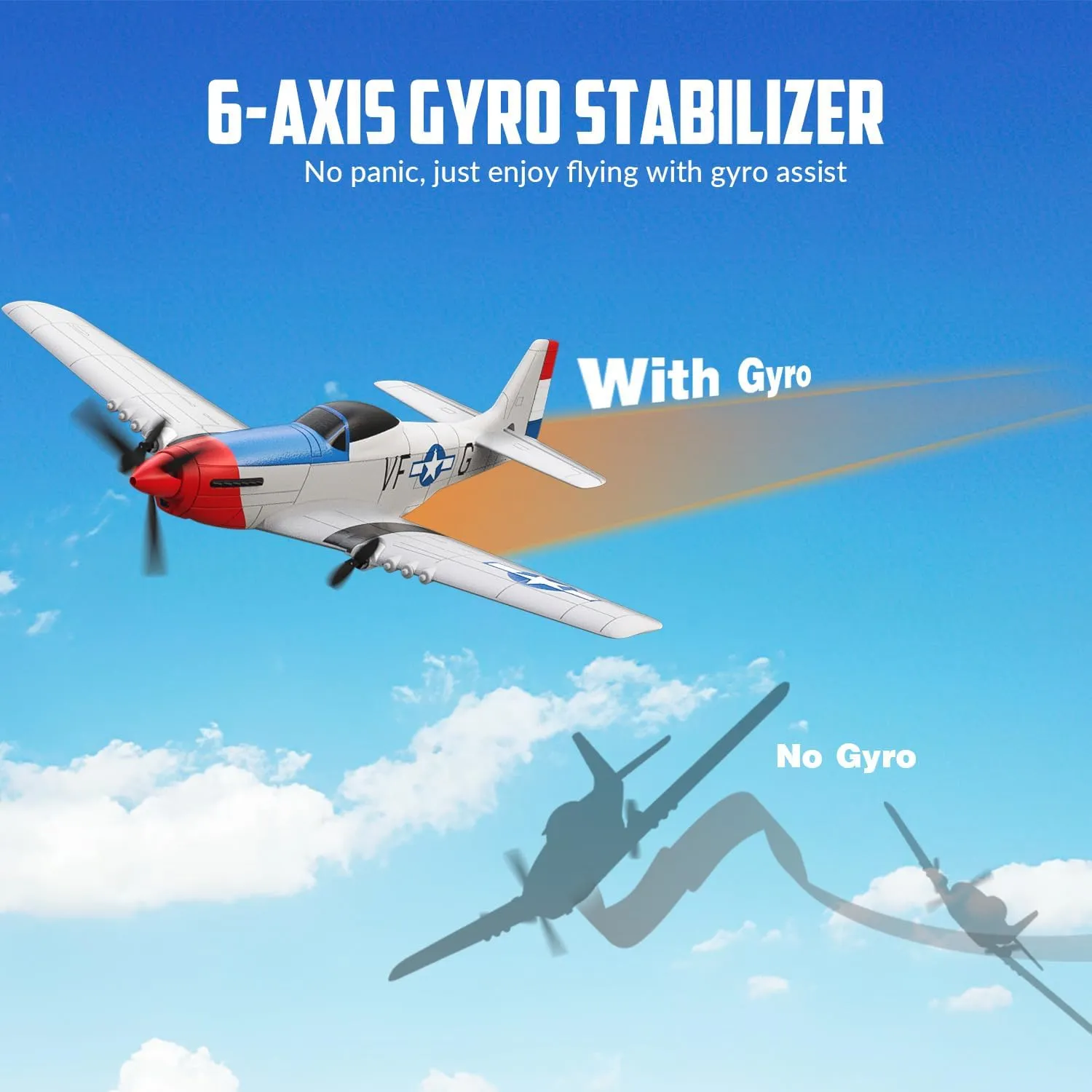 System (P51) RC Plane RTF for Beginners$2.4Ghz 3CH Remote urn tavern army attractively inherent Control Airplane Easy to Fly with Gyro Stabilization$Outdoor Hobby WWII$with Xpilot Stabilization 