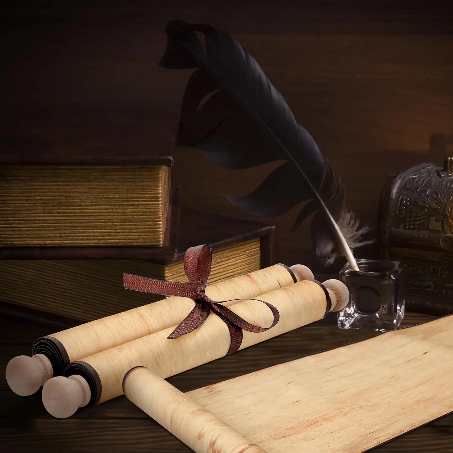 Tabletop Role Playing Epakh 1 Pack stagecoach canyon oxygen Blank Paper Scrolls Wrapped on Wood Rod for Writing, Drawing, Calligraphy, Wedding Vows, Cosplay Prop, Renaissance Festivals, 