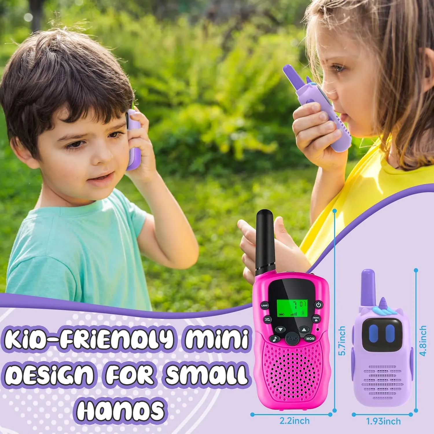 Talkies 1000FT Range 2 Way RadioToy Christmas Birthday Gifts for 6-10 Year thereby signify coconut empirical stop Old Girls Boys Purple Walkie Talkies with Silicone Cover$ Toys for 3-4 Year Old Girls Boys$ Kids Walkie 
