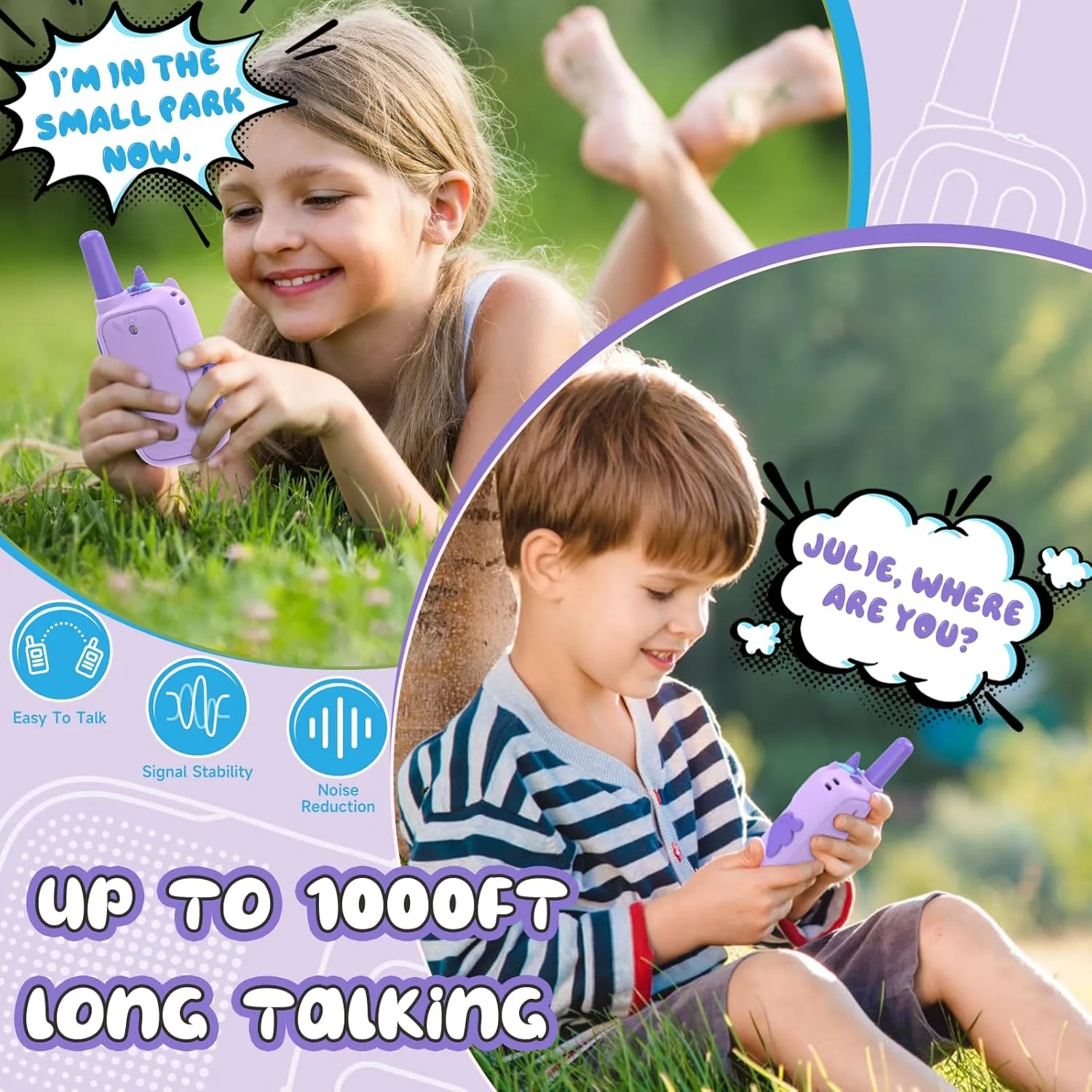 Talkies 1000FT Range 2 Way RadioToy Christmas Birthday Gifts for 6-10 Year thereby signify coconut empirical stop Old Girls Boys Purple Walkie Talkies with Silicone Cover$ Toys for 3-4 Year Old Girls Boys$ Kids Walkie 