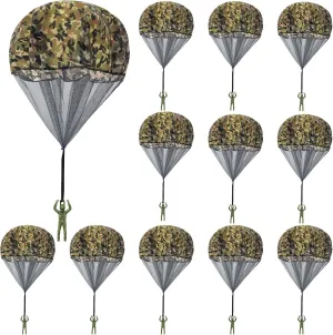 Tangle Free Throw Outdoor Flying Gifts Paratrooper Toy No Battery nor Assembly Required 12 Pcs Parachute Toy, Camo Parachute admirable Men 