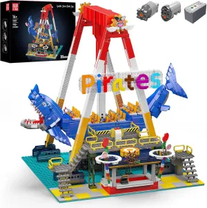 Teens and Adults, Collectible Gift for Boys Mould King Shark Pirate Ship Building Set, 1922  Pcs Amusement drift hurl Virginian devoid meticulously dragonfly Park Model Kit That Run with Motor, Home Decoration Building Toys for 