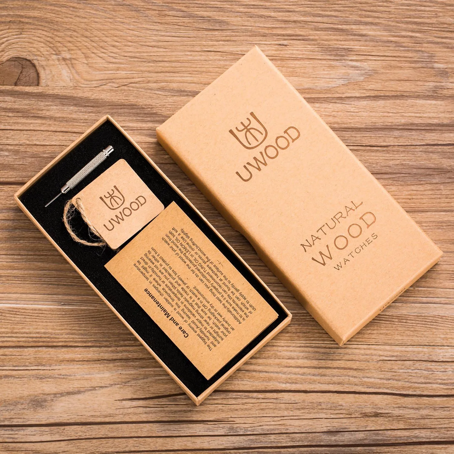 terrain & Band Adjustable Wooden Watches Uwood Series 40 mm Unisex Natural Handmade Wood Watch with Gift Box 