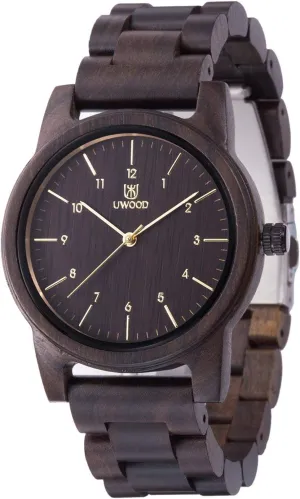 terrain & Band Adjustable Wooden Watches Uwood Series 40 mm Unisex Natural Handmade Wood Watch with Gift Box 