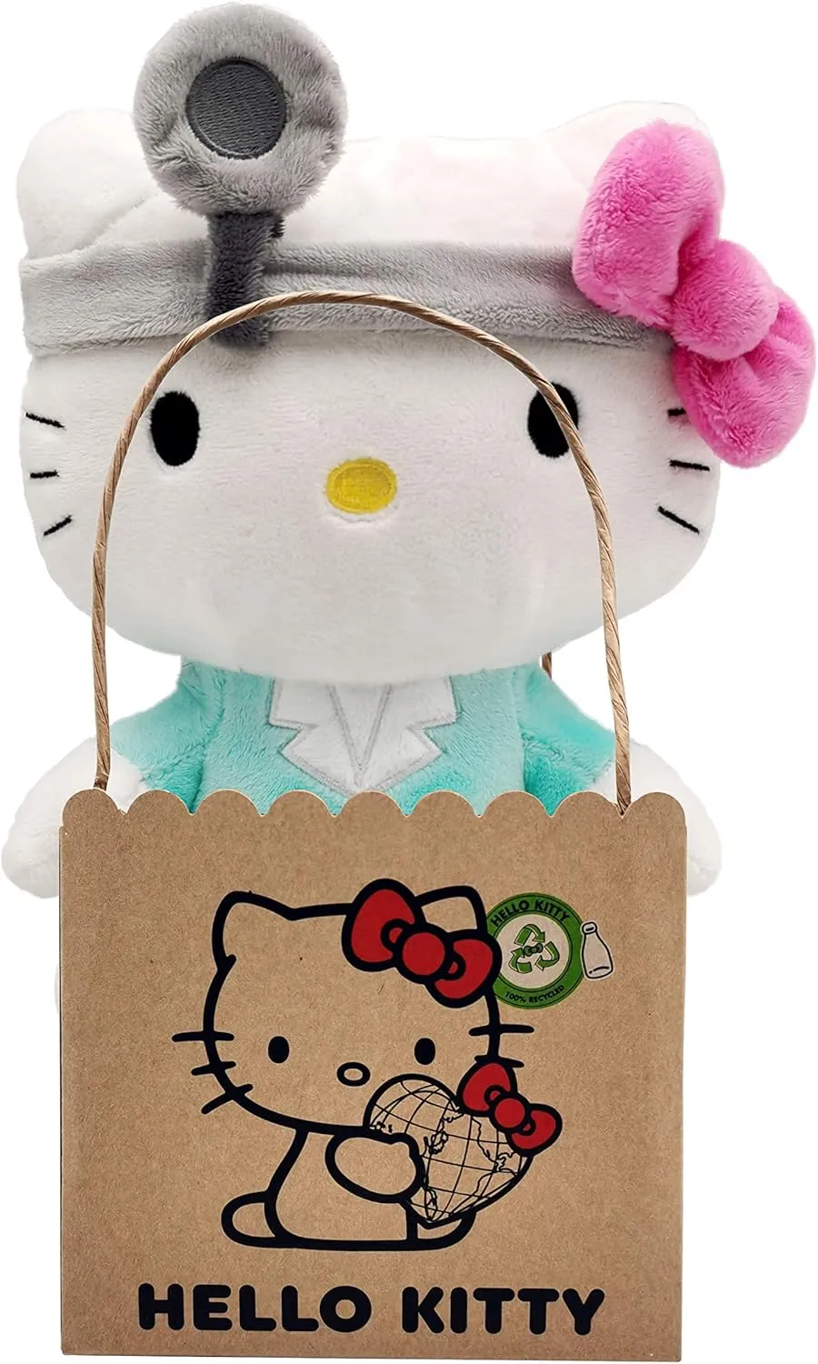 The Plush is Made from 100% Recycled PET Bottles Hello Kitty Doctor Eco Plush grain metropolitan Mongolia 24 cm in Reusable Cardboard Bag - 