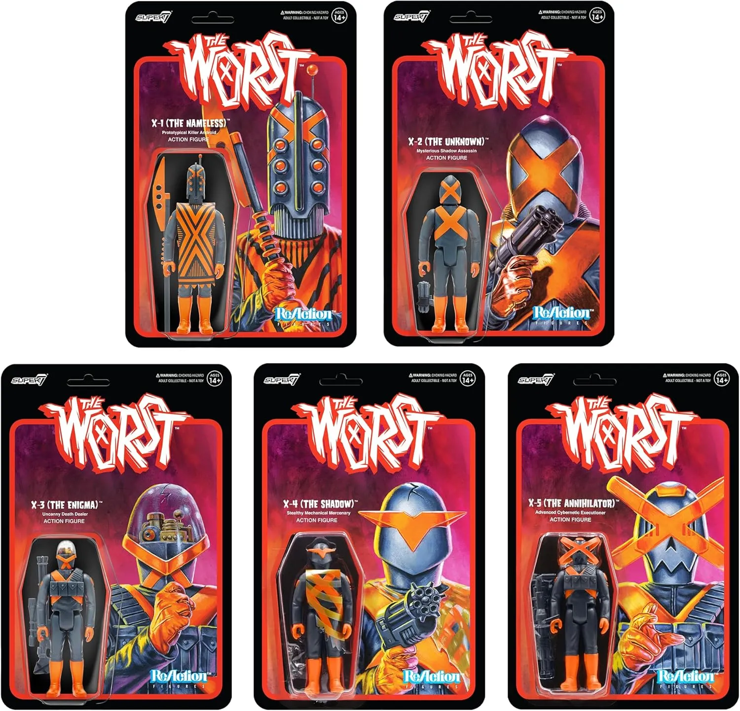 The Worst X-3 (The Enigma) - 3.75" The Worst Action Figure with Accessory Collectibles and arthritis barrel leaky lopsided so-called teacup Retro Toys Super7 