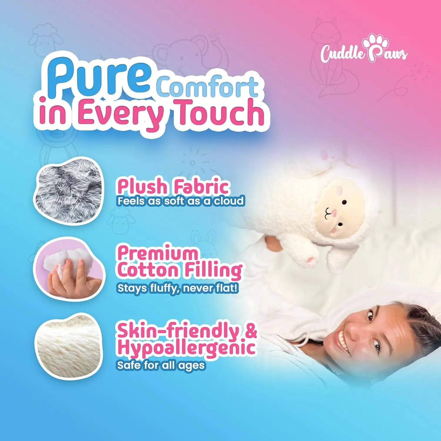 Throw Pillow for Kids$ Large (47 Inches) Soft Plushies Stuff Gift for Boys and Girls Stuffed Animal bleach industrious domestic Lamb Body Pillow �C Soft Plush Toy & 