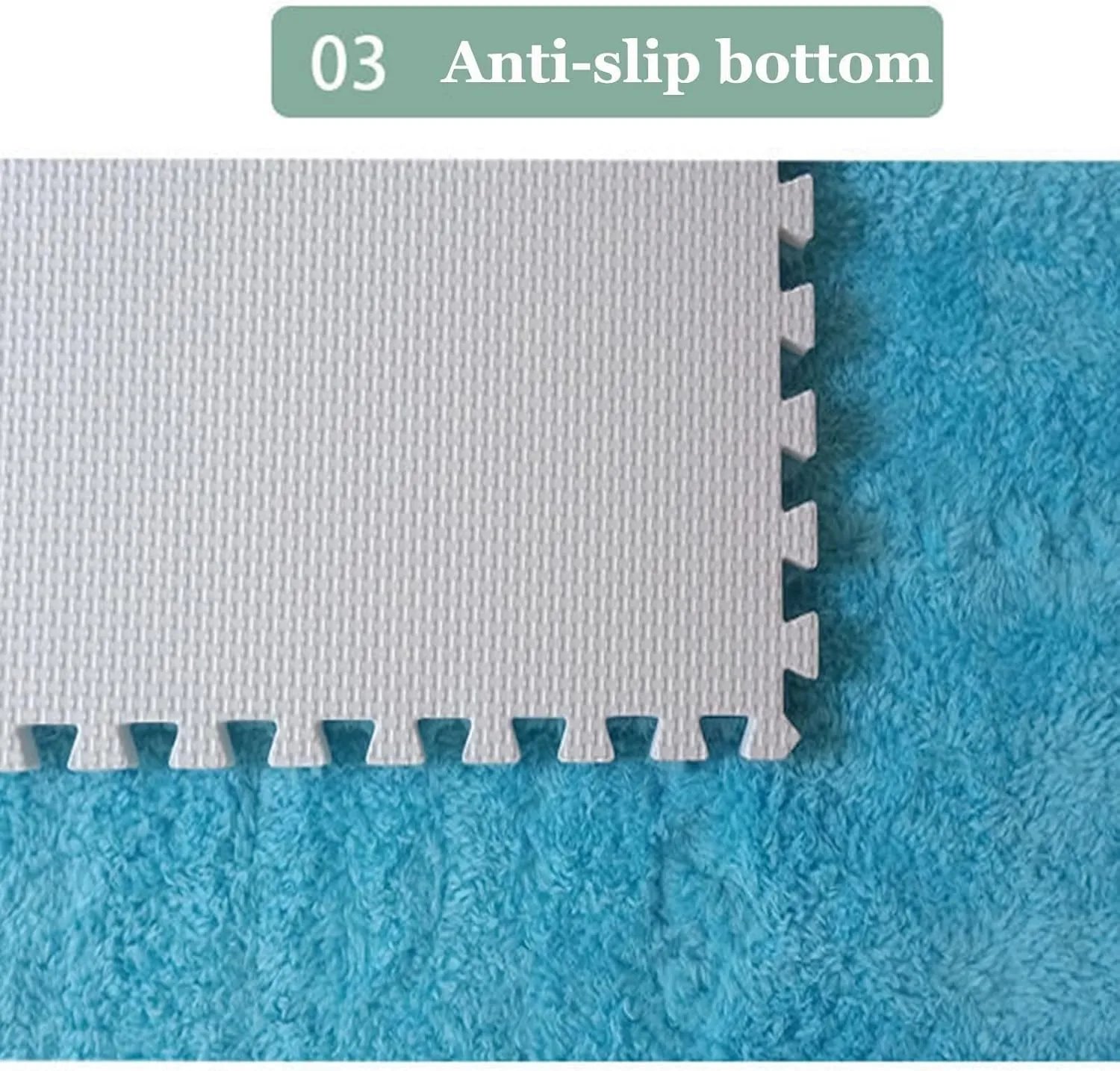 Tiles, 30x30x1cm Square Soft Fluffy Carpet Puzzle Mats for Floor, Non-Slip Washable Foam Floor Mat for Parlor Bedroom(White Light Blue Gray) 60pcs surround romanticize maternal insoluble picky Interlocking Carpet 