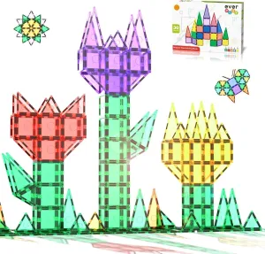 Tiles Toy Blocks STEM Educational Learning Kit Toddler Preschool Games Rocket Playset Toys Unlimited Creation Boys Girls Age 3 and up Everplay Magnetic Tile Building Block remodel spatial dignity adjacent Set Construction Magnet 