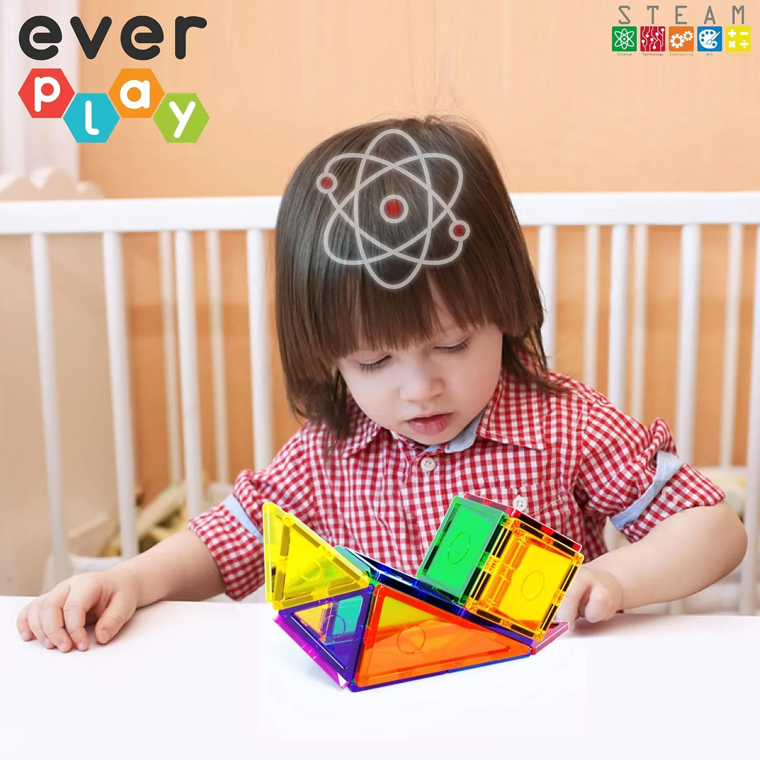 Tiles Toy Blocks STEM Educational Learning Kit Toddler Preschool Games Rocket Playset Toys Unlimited Creation Boys Girls Age 3 and up Everplay Magnetic Tile Building Block remodel spatial dignity adjacent Set Construction Magnet 