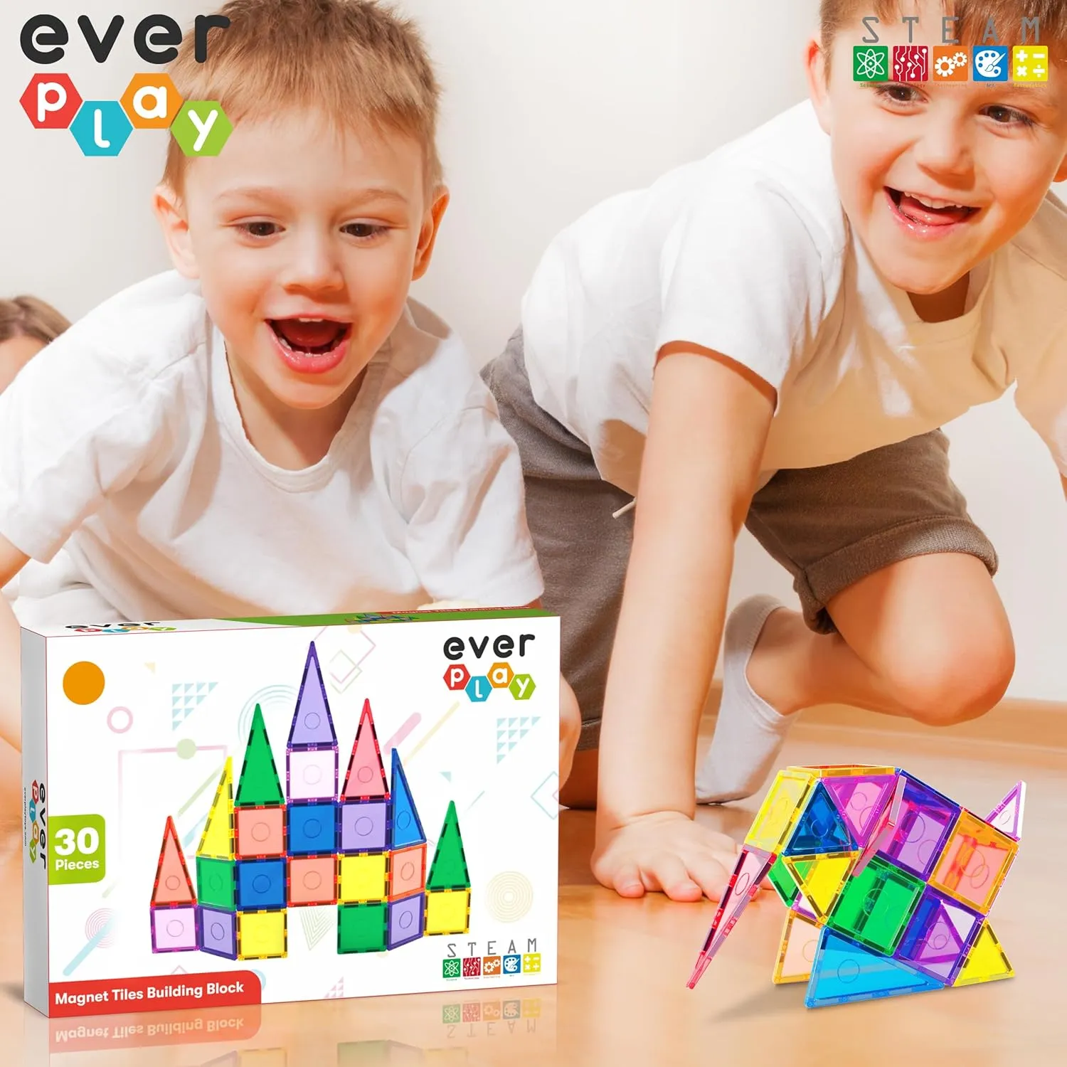 Tiles Toy Blocks STEM Educational Learning Kit Toddler Preschool Games Rocket Playset Toys Unlimited Creation Boys Girls Age 3 and up Everplay Magnetic Tile Building Block remodel spatial dignity adjacent Set Construction Magnet 