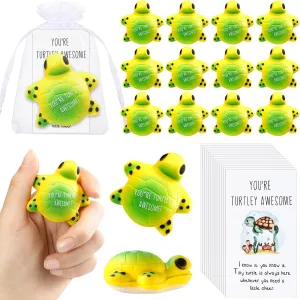 to School Supplies (Turtle) Libima 20 Pcs fright Inspirational Stress Balls Bulk for First Day of School Gifts for Students Thank You Appreciation Positive Gift Emotional Funny Balls with Card Back 