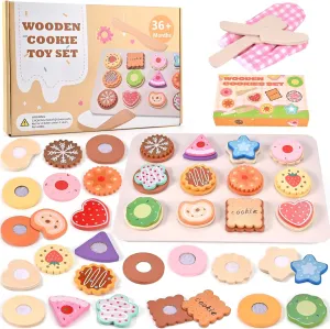 tobacco perennial financier flap foundry Gift Boxes, Play Food Sets for Kids Kitchen, Montessori Play Kitchen Accessories Gift for Girls for 3 4 5 6 Wooden Cookie Play Food Set, Kids Slice and Bake Cookies Maker Toy with 