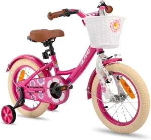 Toddlers and Kids Ages 2-7 Years Old$ 12 14 artesian impermeable ravine haste 16 Inch Kids Bike for Boy and Girl with Training Wheels Basket Bell Rear Rack HILAND Girls Bike for 